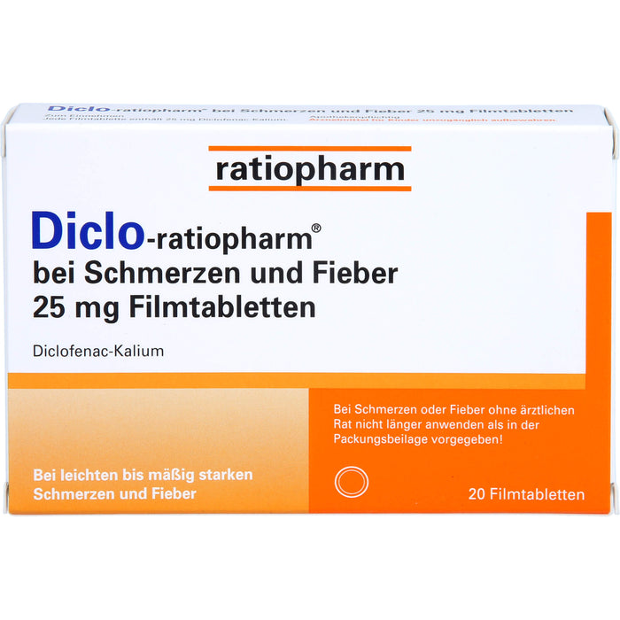 Diclo-ratiopharm bei Schmerzen und Fieber 25 mg Filmtabletten, 20 pcs. Tablets