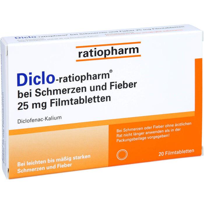 Diclo-ratiopharm bei Schmerzen und Fieber 25 mg Filmtabletten, 20 St. Tabletten