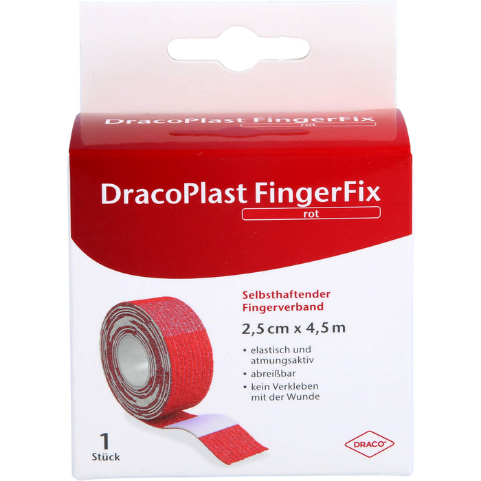 DracoPlast FingerFix Fingerverband 2,5 cm x 4,5 cm rot, 1 St. Pflaster