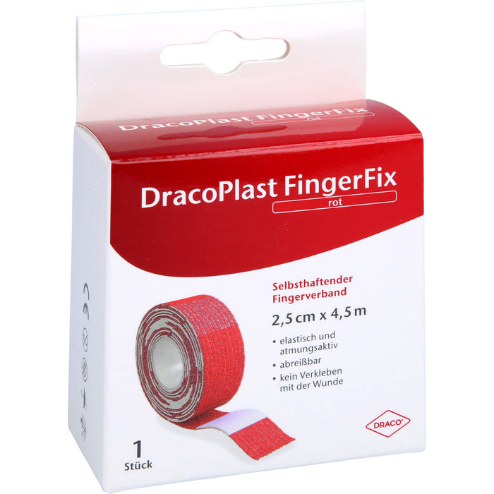 DracoPlast FingerFix Fingerverband 2,5 cm x 4,5 cm rot, 1 pcs. Patch