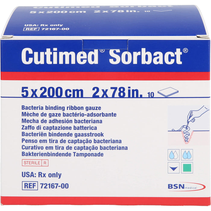 Cutimed Sorbact Tamponaden 5x200 cm, 10 St TPO