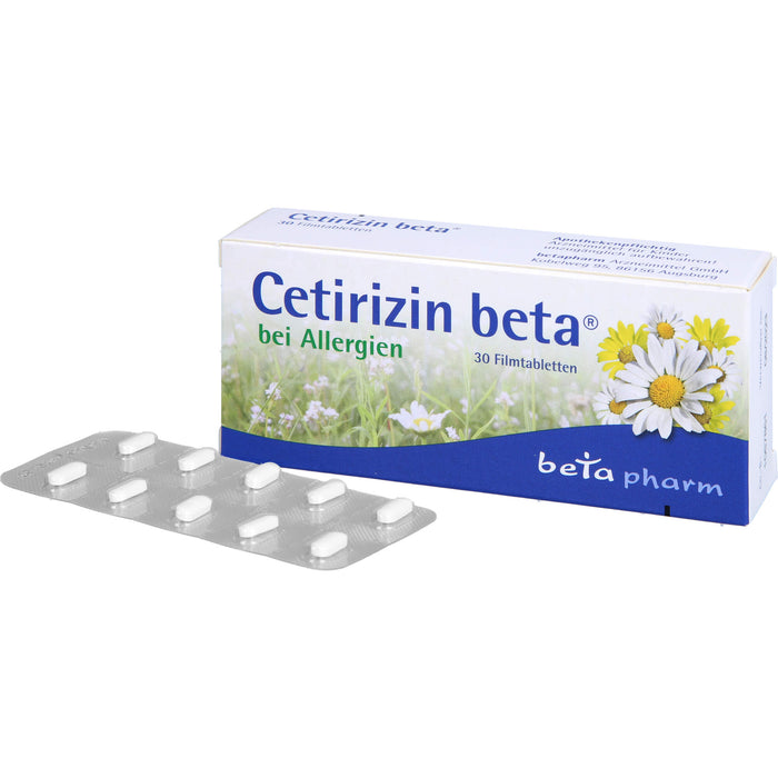 Beta Cetirizin 10 mg Filmtabletten bei Allergien, 30 pc Tablettes