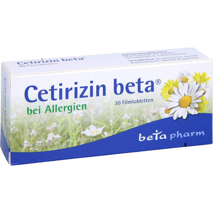 Beta Cetirizin 10 mg Filmtabletten bei Allergien, 30 pcs. Tablets