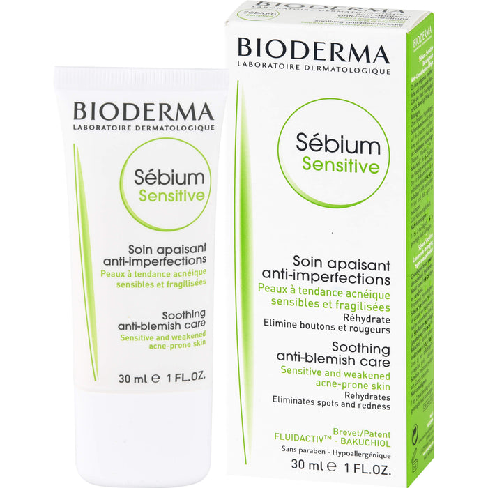 BIODERMA Sébium Sensitive beruhigende, feuchtigkeitsspendende Anti-Unreinheiten-Creme, 30 ml Creme