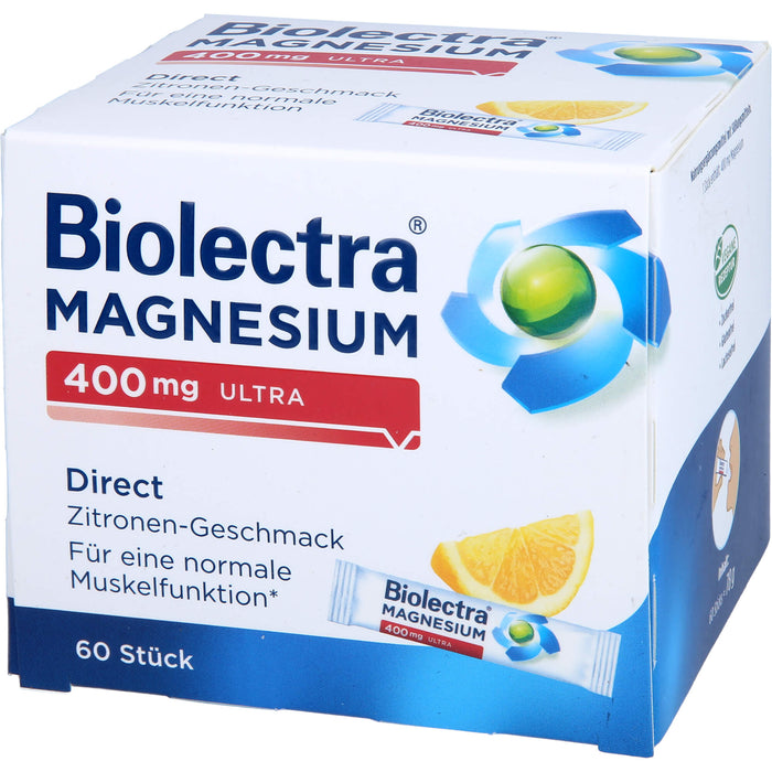 Biolectra Magnesium 400 mg ultra Direktgranulat Zitrone für eine normale Muskelfunktion, 60 pcs. Sachets