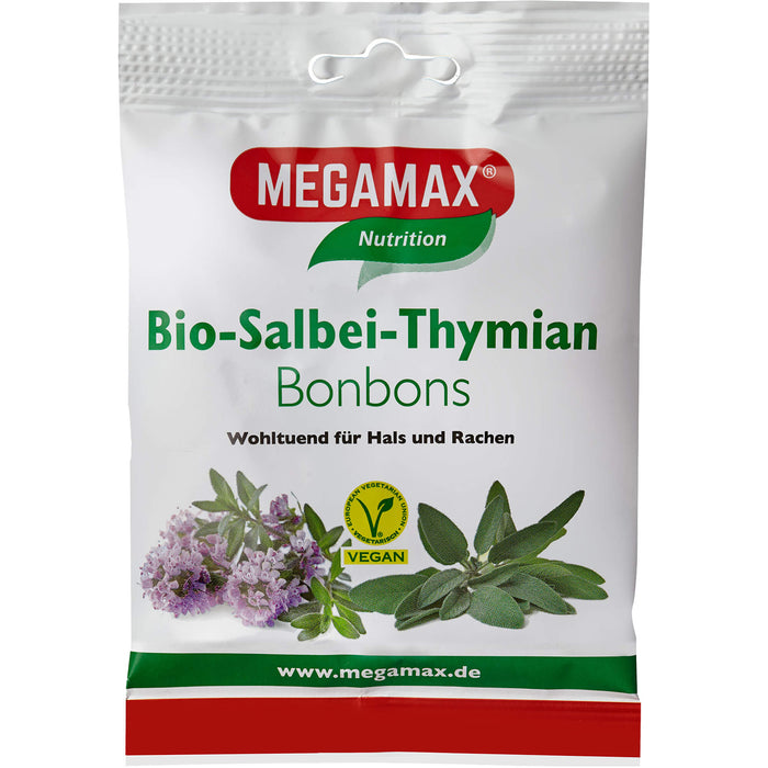 MEGAMAX Nutrition Bio-Salbei-Thymian Bonbons, 50 g Candies