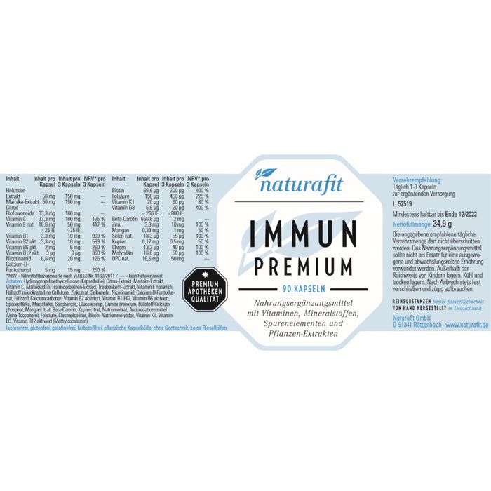 naturafit Immun Premium Kapseln, 90 pc Capsules