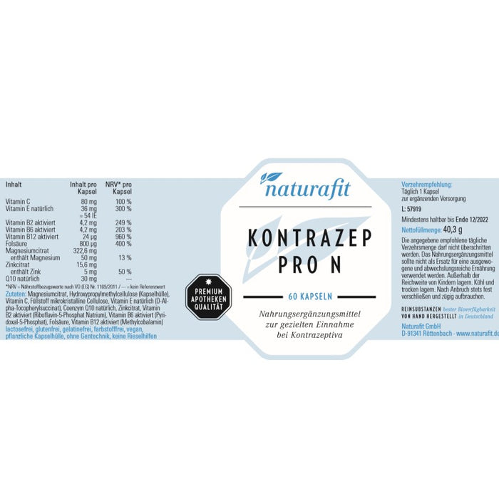 naturafit Kontrazep Pro N Kapseln, 60 pc Capsules