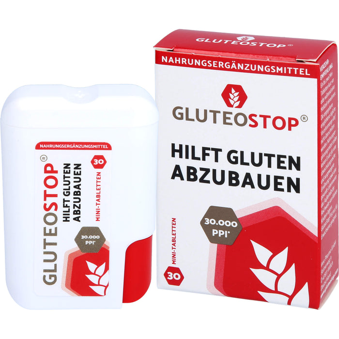 GluteoStop Minitabletten zur Unterstützung des Abbaus von Gluten in einer glutenarmen Ernährung, 30 pc Tablettes