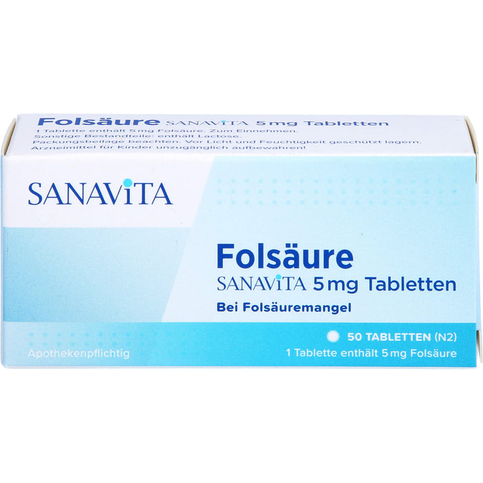 SANAVITA Folsäure 5 mg Tabletten, 50 St. Tabletten