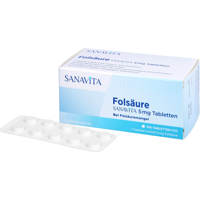 Folsäure Sanavita 5 mg Tabletten, 100 pc Tablettes