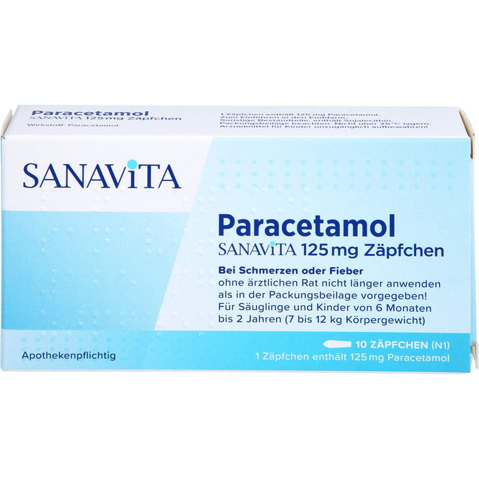 SANAVITA Paracetamol 125 mg Zäpfchen bei Fieber und Schmerzen, 10 pc Suppositoires