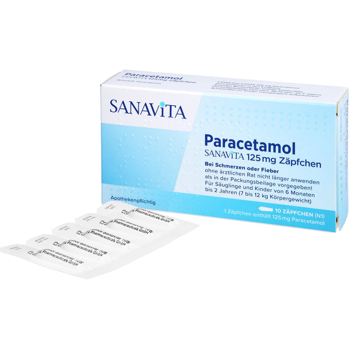 SANAVITA Paracetamol 125 mg Zäpfchen bei Fieber und Schmerzen, 10 pc Suppositoires