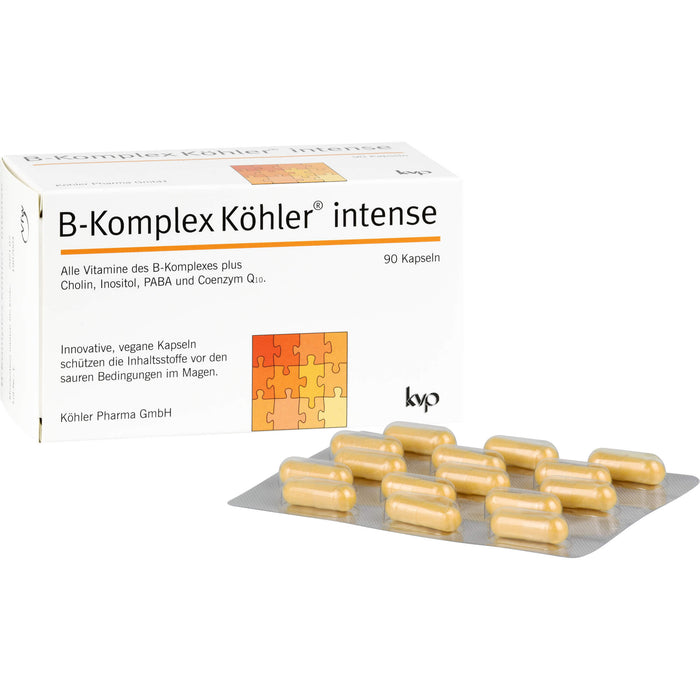 B-Komplex Köhler intense Kapseln schützt die Inhaltsstoffe vor den sauren Bedingungen im Magen, 90 pcs. Capsules