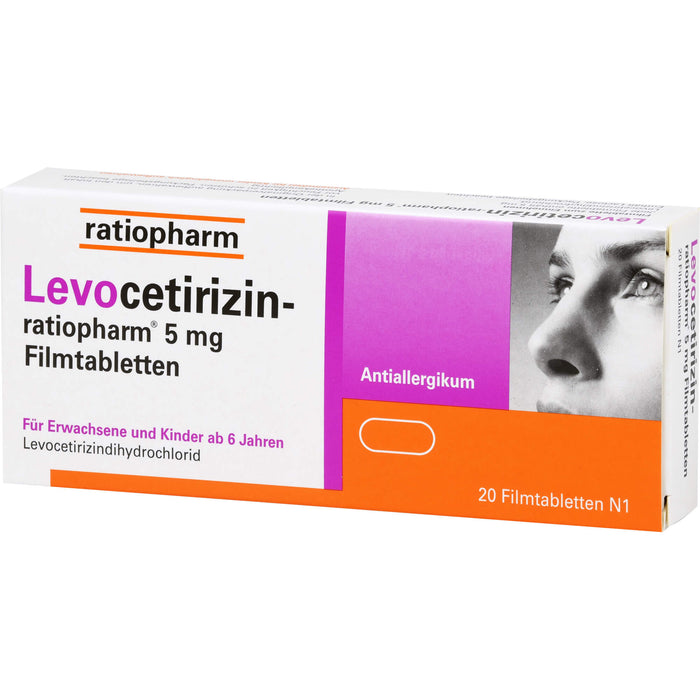 Levocetirizin-ratiopharm 5 mg Filmtabletten Antiallergikum, 20 St. Tabletten