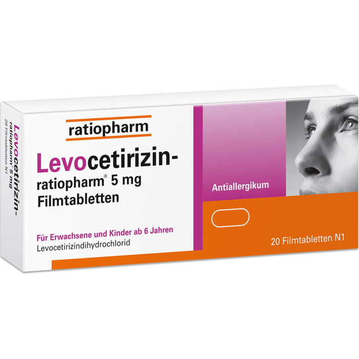 Levocetirizin-ratiopharm 5 mg Filmtabletten Antiallergikum, 20 pcs. Tablets