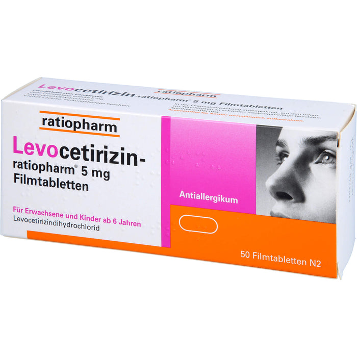 Levocetirizin-ratiopharm 5 mg Filmtabletten Antiallergikum, 50 St. Tabletten