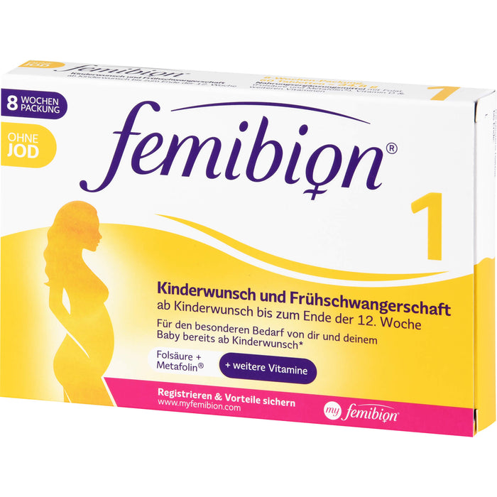 Femibion 1 Kinderwunsch und Frühschwangerschaft ohne Jod Tabletten, 60 pcs. Tablets