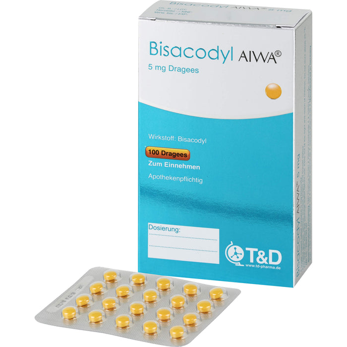 Bisacodyl AIWA 5 mg Dragees bei Verstopfungen, 100 pc Dragées