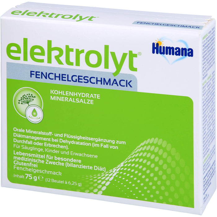 Humana elektrolyt Fenchelgeschmack Beutel, 75 g Pulver