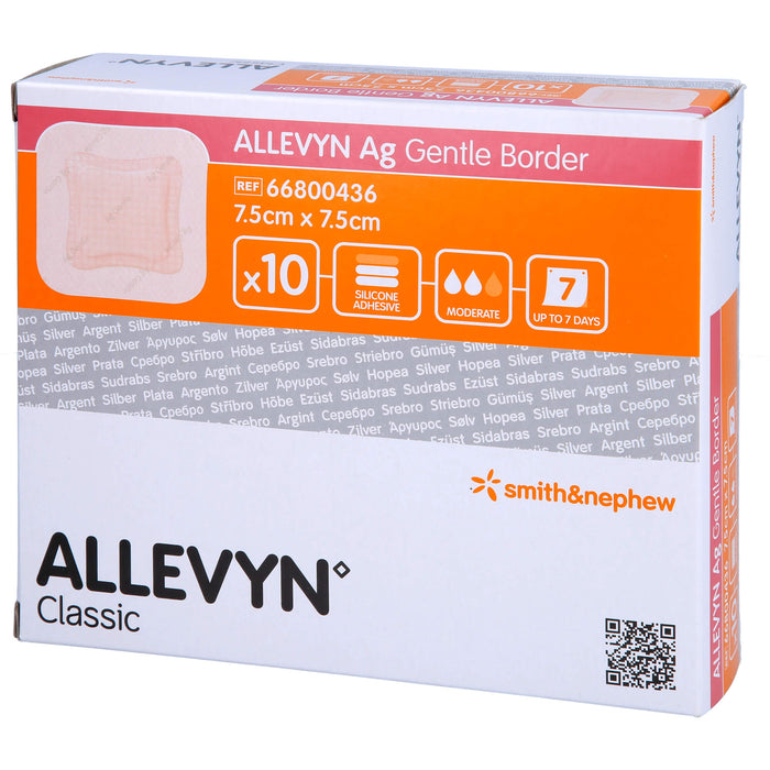 ALLEVYN Ag Gentle Border 7,5x7,5 cm Wundverband, 10 St VER