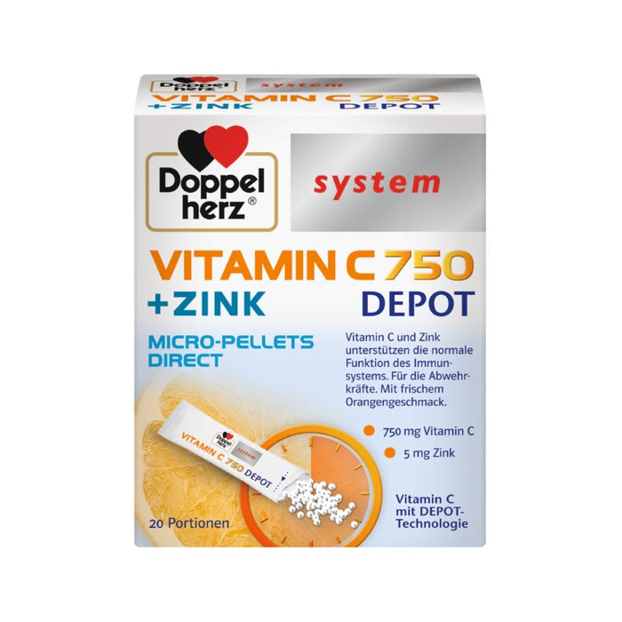 Doppelherz system Vitamin C 750 Depot + Zink Granulat, 20 pc Sachets