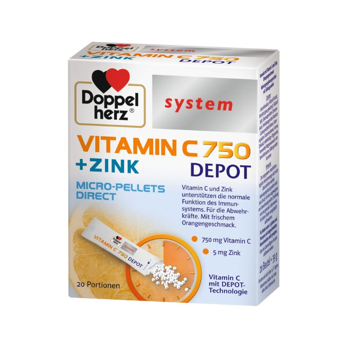 Doppelherz system Vitamin C 750 Depot + Zink Granulat, 20 pcs. Sachets