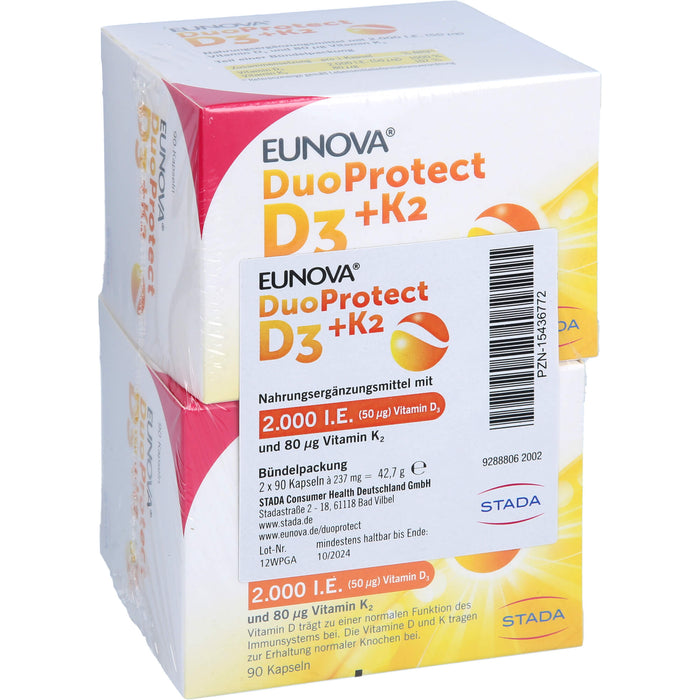 EUNOVA DuoProtect D3+K2 2000IE/80UG, 2X90 St KAP