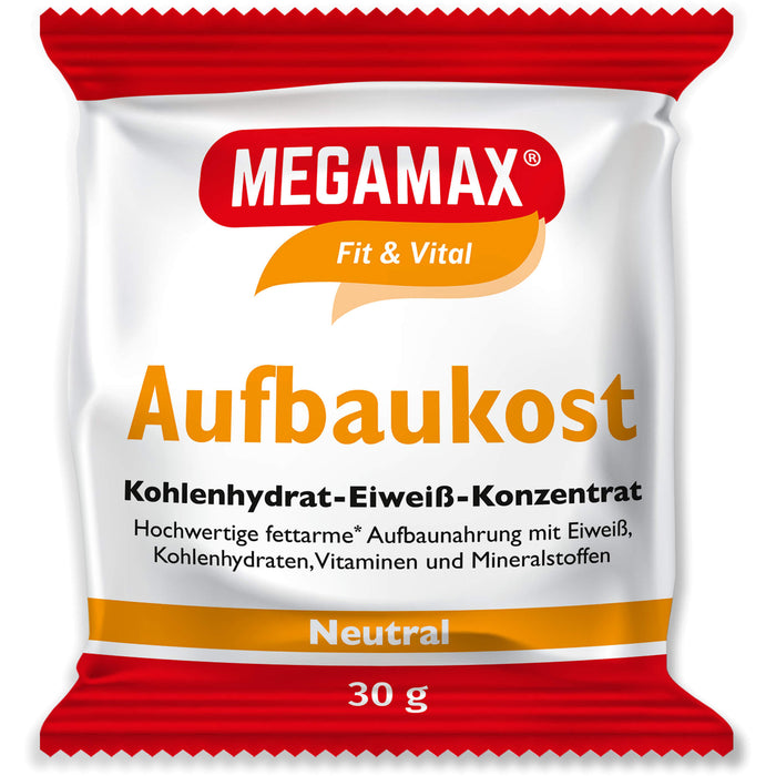 MEGAMAX Fit & Vital Aufbaukost Kohlenhydrat-Eiweiß-Konzentrat Geschmack Neutral, 30 g Poudre