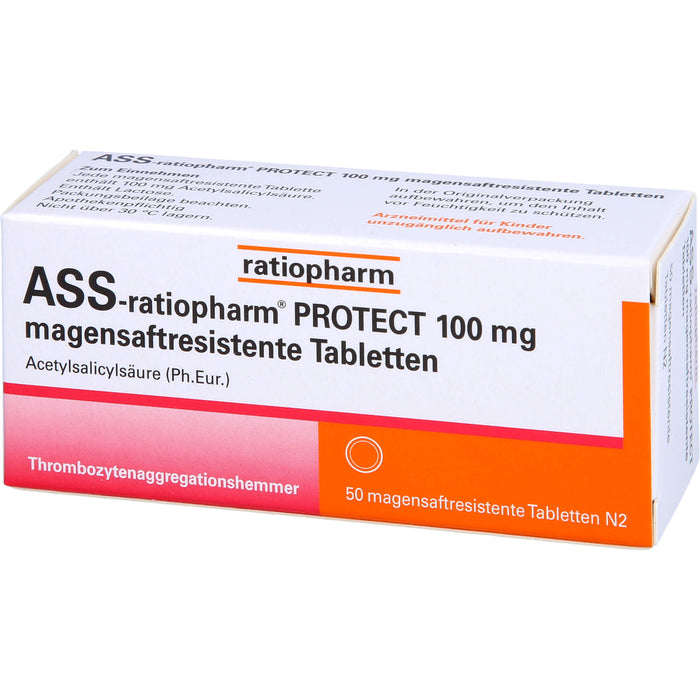 ASS-ratiopharm PROTECT 100 mg magensaftresistente Tabletten, 50 pcs. Tablets