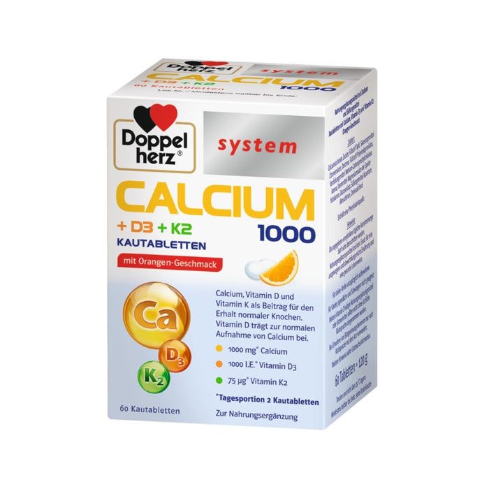 Doppelherz Calcium 1000+D3+K2 system, 60 pc Tablettes