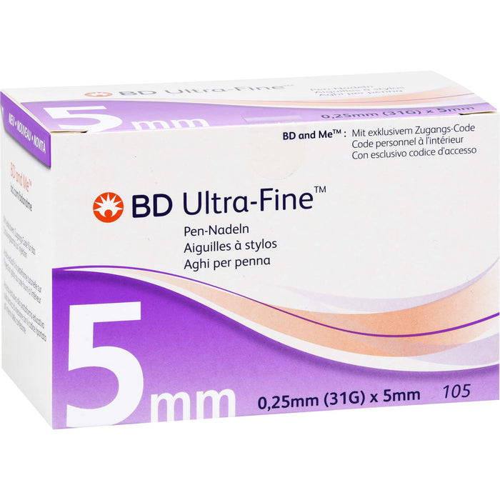 BD ULTRA-FINE Pen-Nadeln 0,25 mm (31G) x 5 mm, 105 pcs. Cannulas