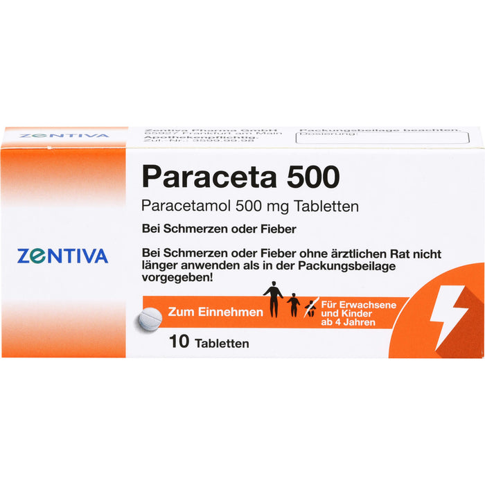 Zentiva Paraceta 500 Tabletten bei Schmerzen und Fieber, 10 pcs. Tablets