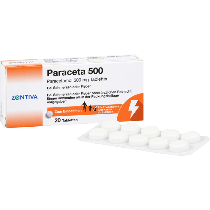 Zentiva Paraceta 500 Tabletten bei Schmerzen und Fieber, 20 pc Tablettes