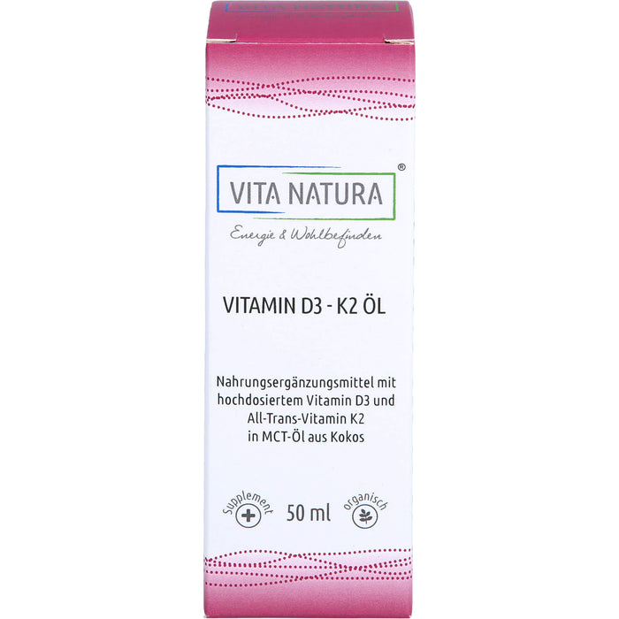 Vita Natura Vitamin D3 1000 I.E + K2 20 µg Tropfen, 50 ml Lösung