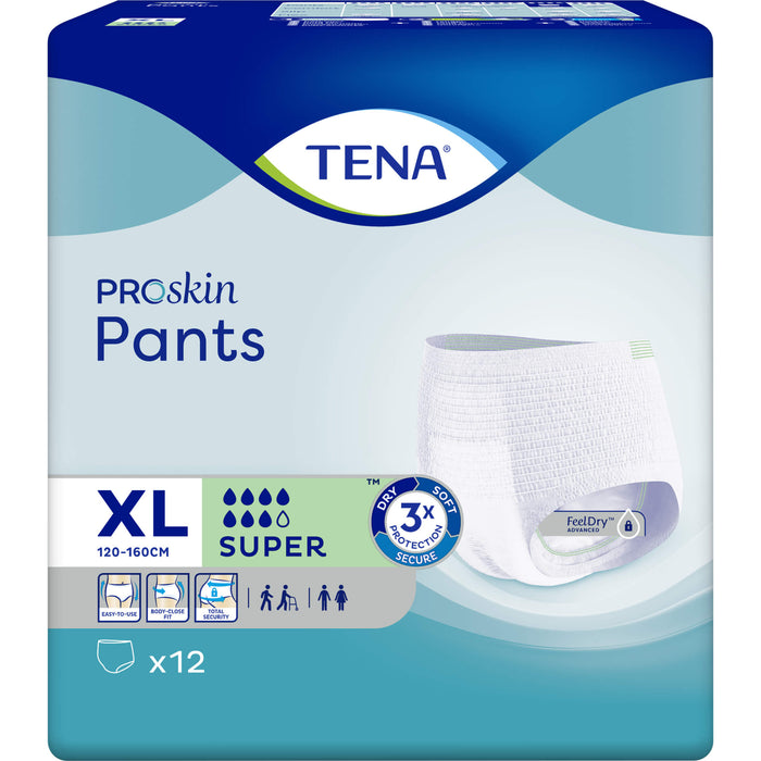 TENA Pants Super XL Einweghosen bei mittlere bis schwerer Inkontinenz und Blasenschwäche, 12 St. Windelhosen