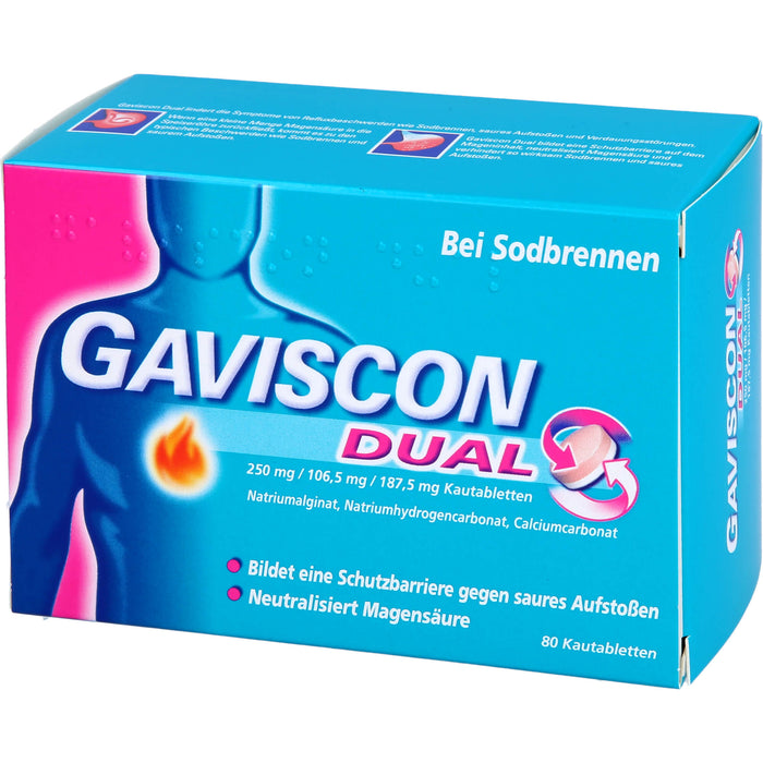 GAVISCON Dual Kautabletten bei Sodbrennen, 80 St. Tabletten