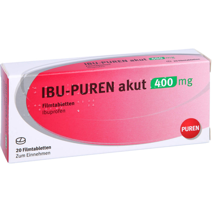 PUREN Ibu akut 400 mg Filmtabletten bei Schmerzen und Fieber, 20 St. Tabletten