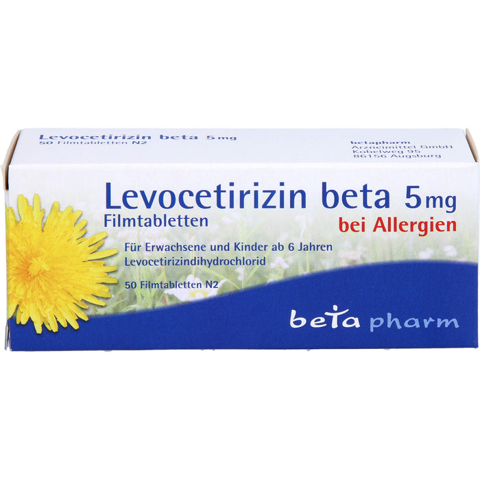 Levocetirizin beta 5 mg Filmtabletten bei Allergien, 50 pcs. Tablets