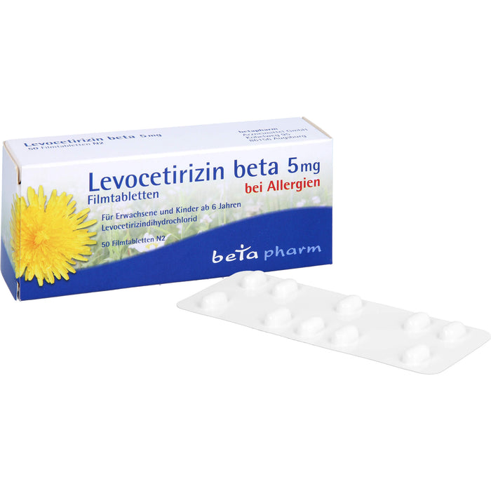 Levocetirizin beta 5 mg Filmtabletten bei Allergien, 50 pc Tablettes