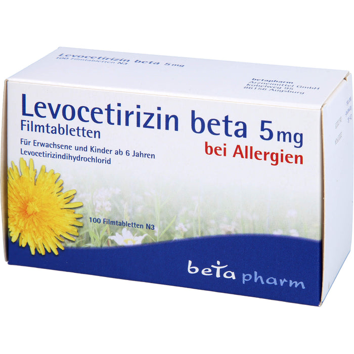 Levocetirizin beta 5 mg Filmtabletten bei Allergien, 100 pc Tablettes