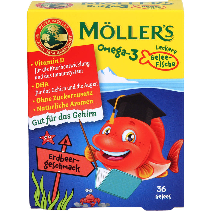 Möller's Omega-3 Gelee Fisch Erdbeere, 36 St KTA