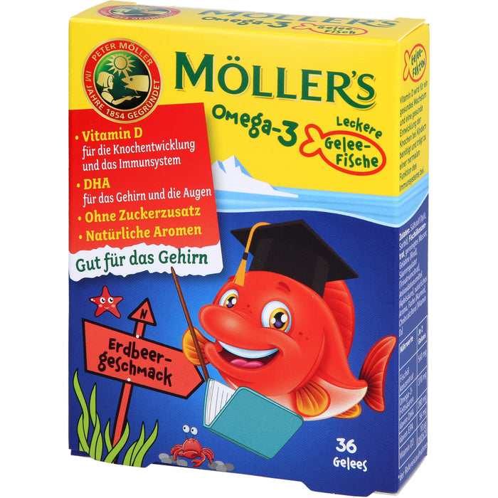 Möller's Omega-3 Gelee Fisch Erdbeere, 36 St KTA