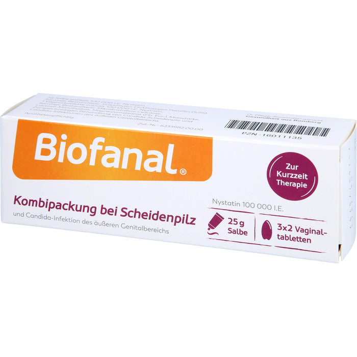 Biofanal Kombipackung bei Scheidenpilz und Candida-Infektionen des äußeren Genitalbereichs, 100 000 I.E. Salbe und Vaginaltabletten, 1 pcs. Combipack