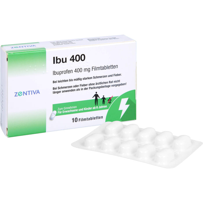 ZENTIVA Ibu 400 mg Filmtabletten bei Schmerzen und Fieber, 10 pc Tablettes