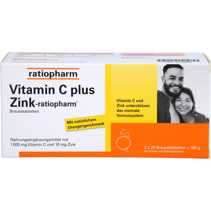 Vitamin C plus Zink-ratiopharm Brausetabletten, 40 pc Tablettes