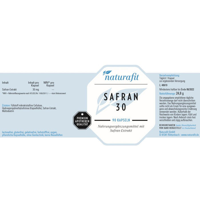 naturafit Safran 30 Kapseln, 90 pc Capsules