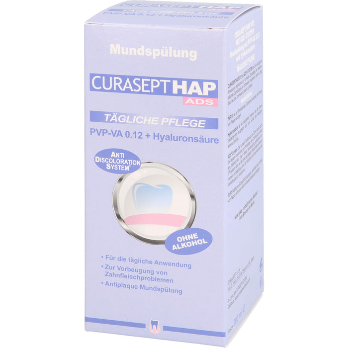 CURASEPT HAP PVP-VA 0,12 + Hyaluronsäure tägliche Pflege Mundspülung, 200 ml Solution