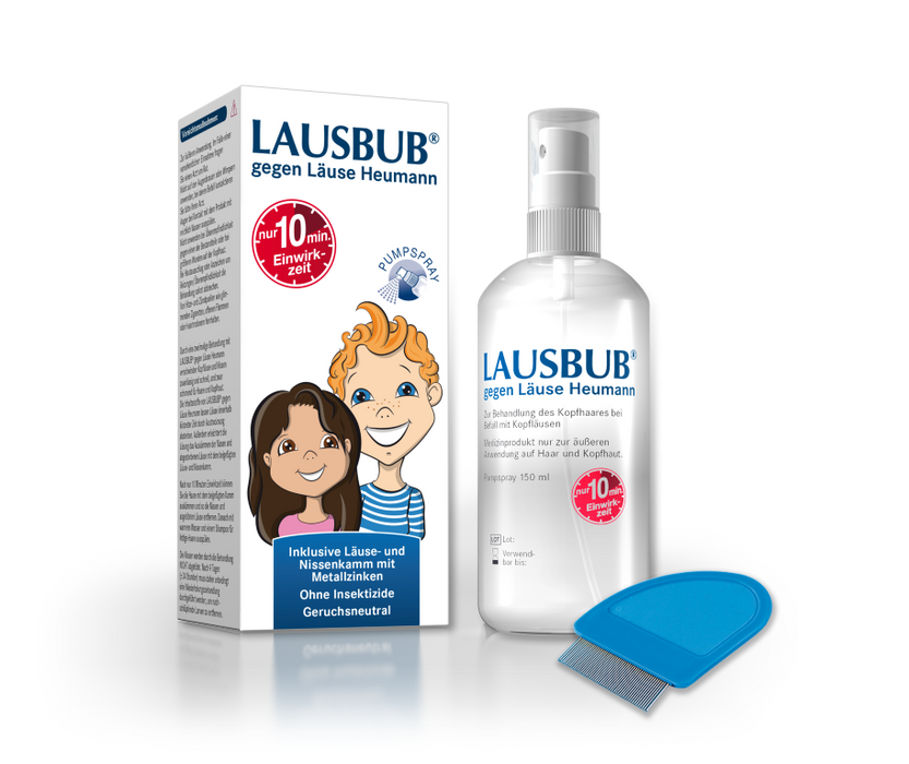 LAUSBUB gegen Läuse Heumann Lösung inkl. Set, 150 ml Solution