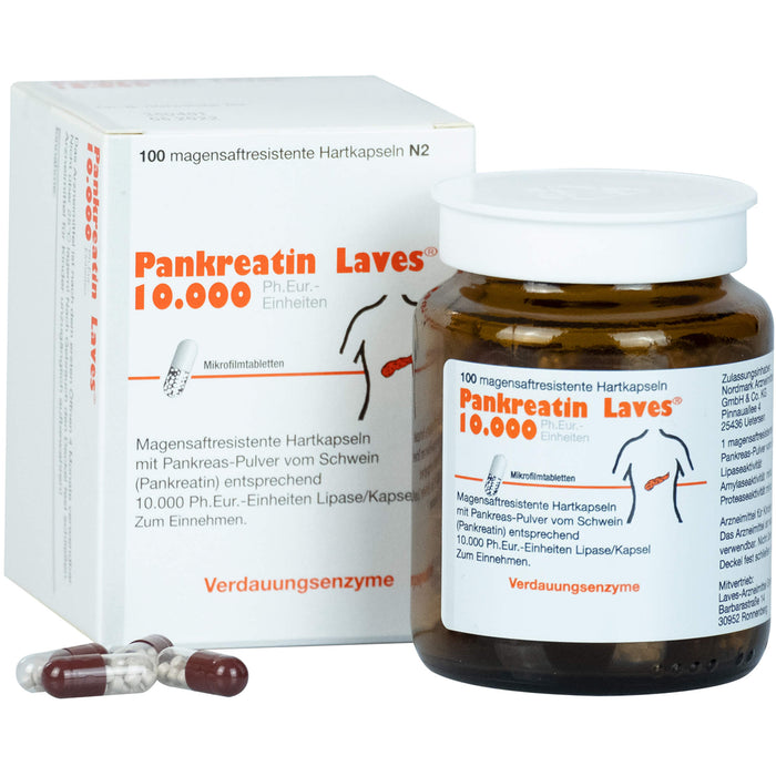 Pankreatin Laves 10.000 Ph.Eur.-Einheiten Hartkapseln Verdauungsenzyme, 100 St. Kapseln